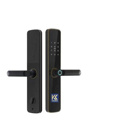 China Cheap Home Good Quality Tuya WiFi APP Smart Biometric Fingerprint Door Lock Khosine HS-82B Lock Hotel Apartments Black Aluminum For Apartment Office for sale