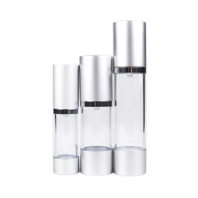 China 15ml 30ml 50ml Silver Aluminum Airless Cosmetic Matte Pump Bottle for sale