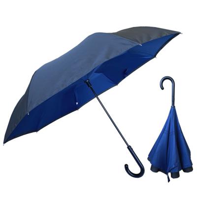 China YS-8019 Factory Car-Friendly Supply Reversed Custom Print Umbrella Double Layer C Handle Logo Auto Close Reverse Umbrella Upside Down for sale