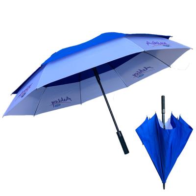 China YS-7032 Double Layer Automatic Open Logo Extendable Golf Umbrella Custom Copy Extended Umbrella High Quality Windproof Extended Advertising Umbrella for sale