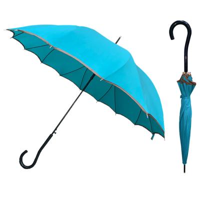 China Unique Design Unique Fancy Umbrellas Curved Handle Automatic Open Ribs YS-1074 Windproof Ribs Straight Umbrella For Women for sale