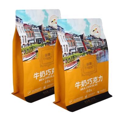 China Recyclable Customize Printing 8 Side Gusset Bag With Zipper Food Plastic Bag Packaging Milk Chocolate Bag for sale