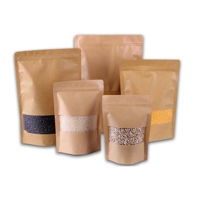 China Recyclable Dry Food Storage Packaging Stand Up Zipper Resealable Paper Bag With Customize Logo for sale