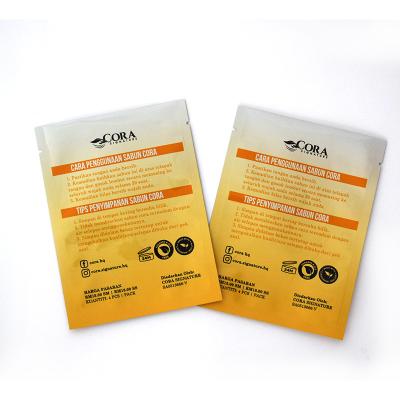 China Recyclable Small 3 Sided Printing Soap Bag Seal Bag Face Cream Small 3 Sided Cosmetic Packaging Bag for sale