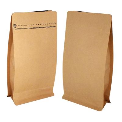 China Recycled Custom Biodegradable Materials Zipper Food Packaging Pouch Flat Bottom Kraft Paper Coffee Tea Bag for sale