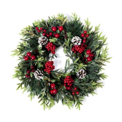 China Christamas Home Decoration Factory Direct Supply Customized Mixed Artificial PE PVC Christmas Wreath For Christmas Tree Xmas Festival Ornament for sale