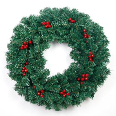 China Christamas Home Decoration Customized PVC Artificial Green Christmas Wreath With Red Berry Christmas Holiday Decoration For Xmas Tree Home for sale