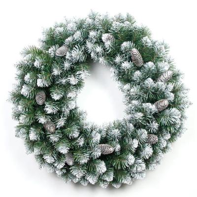 China Christamas Home Decoration Customized PVC Green with White Christmas Spray Garland for Christmas Tree with Pine Cones for Holiday Home Decor for sale