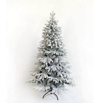 China PVC Mixed PE Eco-friendly Flocking Christmas Tree 150cm Snow Landscape Decorative Tree Falling Snow Tree for sale