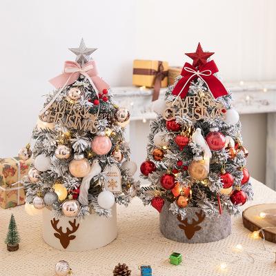 China Eco-friendly Desktop Mini Christmas Tree Set 60cm Rose With Lights Christmas Tree Floating Christmas Decoration for sale