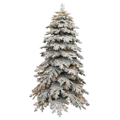 China Eco-friendly 7ft PE PVC Pre Bed Assembled Large Snow White Christmas Tree Artificial Christmas Tree With Led Light for sale