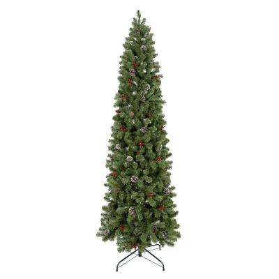 China Christmas decoration eco-friendly warm slender tree with pine cone and red berries for christmas decoration for sale