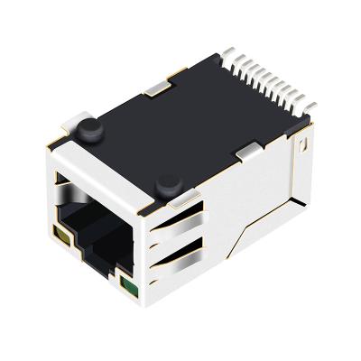 China PCB LPJ3011ABNL with G/Y LED Tab Up 100 Base-T RJ45 Jack Connector SMT RJ-45 Connector for sale