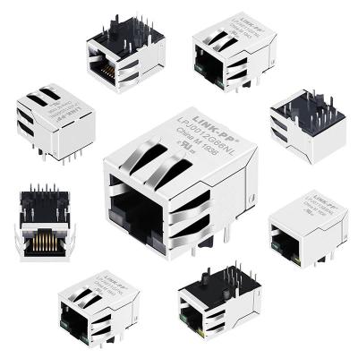 China PCB Female Connector Single Left Jack Lan Network RJ45 Socket Connector RJ45 Connector With Led Light for sale