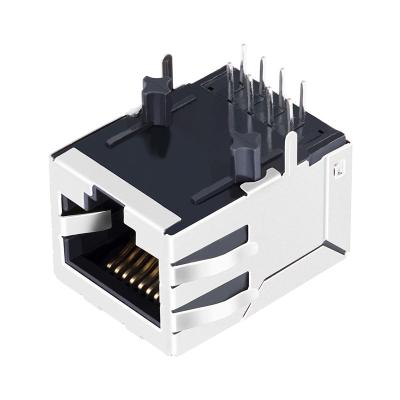 China PCB 100 Base-T Tab Down Without Led Single Port 8P8C Female Jack RJ45 Connector LPJ4012CNL for sale