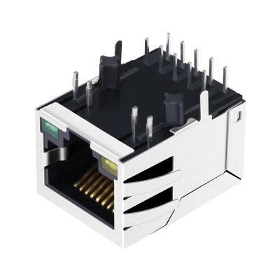 China Through Hole HR861153C J1B1211CCD J0011D21BNL Single Left Hole RJ45 Connector With LED Light for sale