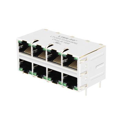 China SMT RJ45 Connector Free Sample 2.5G Base-T Integrated Magnetics PoE+ 2x4 Port Ethernet RJ45 Connector for sale