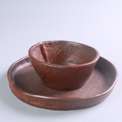 China Wholesale Porcelain Soup Bowl Mini Rice Bowl Pottery Retro Viable Hotel Ceramic Raw Red Unbreakable Tableware Wholesale Soup Bowl for sale