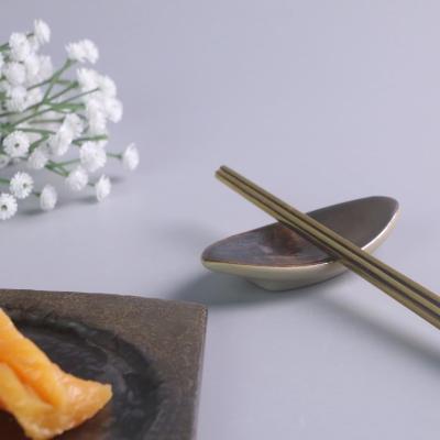 China Viable Dark Gold Chopsticks Rest Wholesale Ceramic Unbreakable Porcelain Restaurant Dinnerware Lunch Set Custom for sale