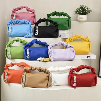 China New fashionable women's bag water diamond letter square bag small folded candy color simple handbag single shoulder cross-body bag for sale