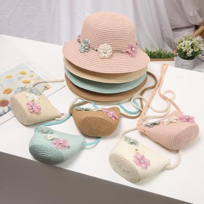 China Fashion Japanese Little Fresh Princess Fisherman Hat Children Straw Hat Bag Two Sets Travel Sunscreen Hat for sale