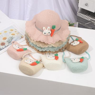 China Summer Girl Travel Beach Sun Umbrella Hat Cartoon Bag Set Of Small Wave Fashion Cool Children Brim Beach Sunshade Sunshade Hat for sale