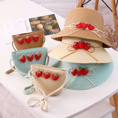 China Fashion spring and summer parent-child lovely straw hat bag suit baby sun hat travel kids girls beach hat for sale