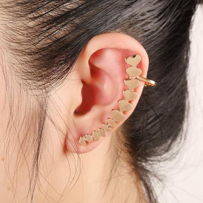 China Fast delivery European popular and American simple unilateral ear heart-shaped clip ear hanging new clip earrings for sale