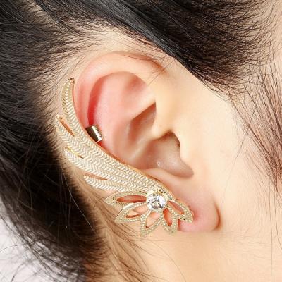 China Korean version of the fast delivery diamond cuff hanging earrings of new female green hill fox series wing ear clip set of large for sale