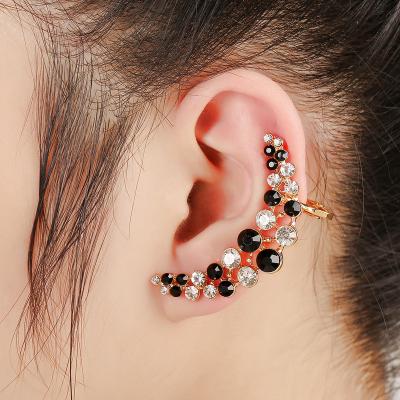 China Creative Full Diamond Large Earrings Double Crystal Quick Delivery Bohemian Moon Cuff Earrings for sale