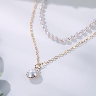 China Europe and America version pearl neck chain inlaid short necklace long tide necklace pearl necklace Korean female net red pendant clavicle chain for sale