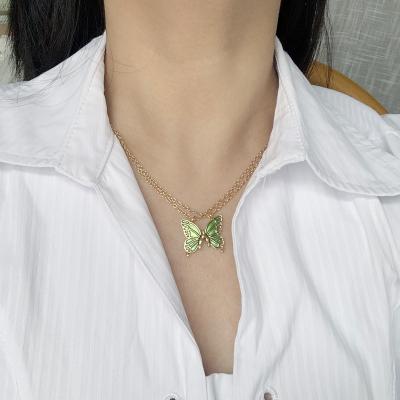 China Europe and America Selling Best Friend Graduation Memorial Necklace Stain Wholesale Friendship Paper Card Necklace Creative Butterfly Two Sets for sale