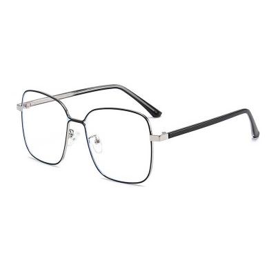 China Fashion New Arrival Metal Oversized Anti-blue Glasses With Large Wire Frame Double Loop Flat Mirror Needle Fashion Optical Glass Frame for sale