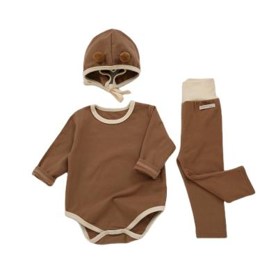 China Cutebaby Long Sleeve Jumpsuit Set Baby Clothes Set Newborn Baby 3 Pieces Clothes Set for sale