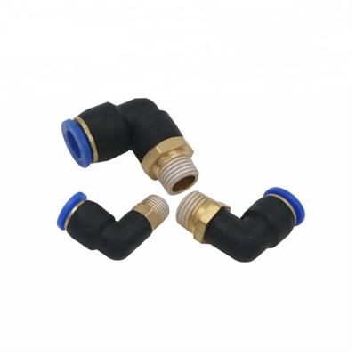 China Industrial Plastic Brass PL One Pneumatic Contact In Male Fittings Elbow Connecting for sale