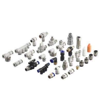 China Pneumatic Part Air Hose Fittings One Touch Pneumatic Tube Connector Plastic Brass Push In Air Duct Fitting for sale