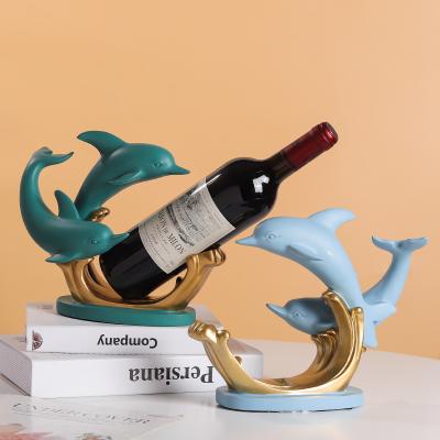 China Creative Vivid Dolphin-Shaped Vivid Dolphin Shape Wine Rack Personality Resin Wine Rack Wine Rack Dual-Use Wine Organizer Rack Vivid Glass for sale