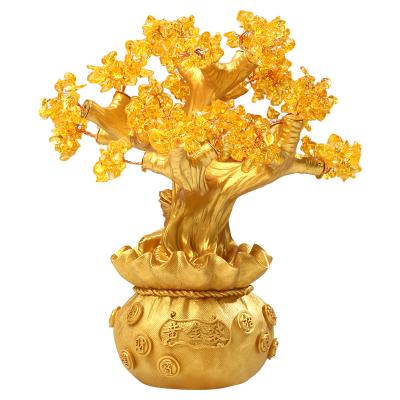 China Wholesale Chinatown Creative Gold Luxury Decoration China Chinese Style PAK Tree Citrine Resin Opens Feng Shui Home Ornaments for sale