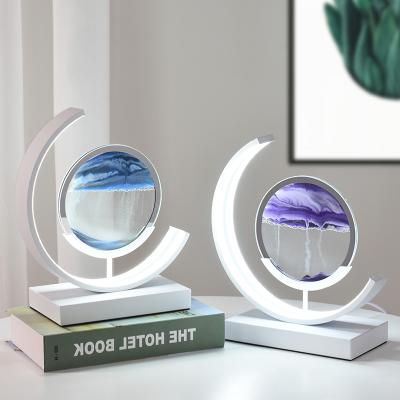 China High-end Minimalist Light Luxury Desktop Hourglass Painting Quicksand Art Living Room Home Office Decoration With Lamp Atmosphere for sale