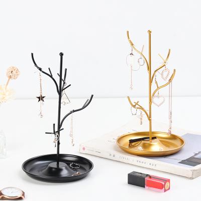 China Simple Modern Light Luxury Europe Style Wrought Iron Branch Shape Bracket Jewelry Stand Ornaments Earring Jewelry Storage Desktop Rack for sale