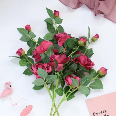 China Wholesale Widely used simple simulation two-headed artificial flower camellia table decoration flower creative wedding home decoration for sale