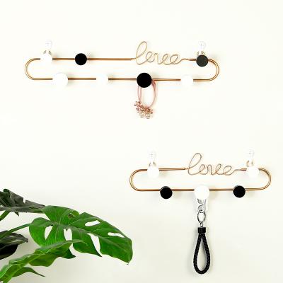 China Viable European Style Wrought Iron Love Texts Decoration Hook, Living Room Wall Key Bedroom Coat Rack Metal Hanging Crafts for sale