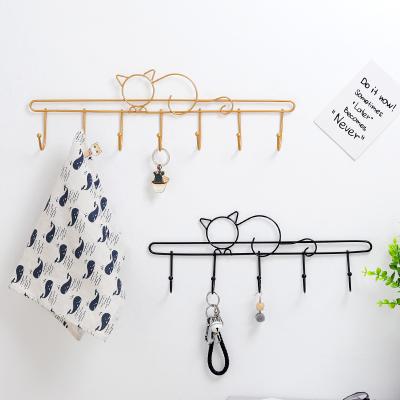 China Creative viable coat rack behind the door, cute cat shape hook, home wall key chain, bedroom bathroom hanger for sale