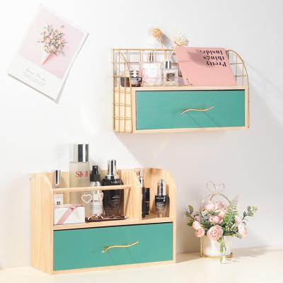 China Bedroom Cosmetic Dressing Table Rack Storage Stocked Desktop Shelf Can Be Drawer Wall Mounted Creative Simple Storage Box for sale