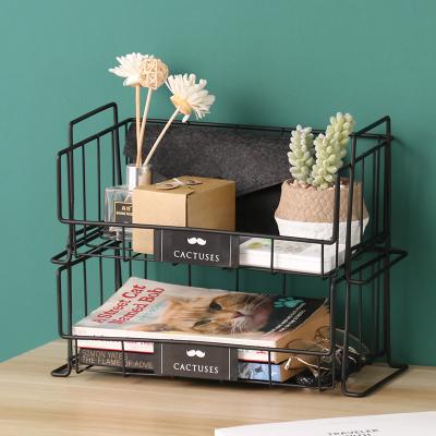 China Nordic Sustainable Ins Iron Art Can Stack Three Layers Of Storage Baskets, Multifunctional Home Office Kitchen Sundries Matching Basket for sale