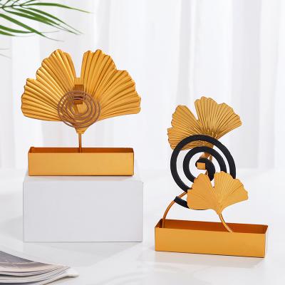 China Durable Luxury Scented Mosquito Coil Rack Mosquito Coil Holder Ash Holder Commercial Ginkgo Sandalwood Leaf Shape Mosquito Bracket for sale