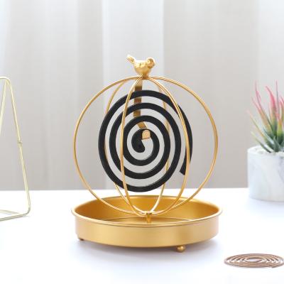 China Wholesale Viable Lightweight Luxury Golden Wrought Iron Mosquito Coil Holder For Household Use Sandalwood Ash Shelf for sale