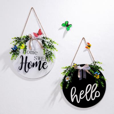 China New Europe Farmhouse Decor Wooden Homestay Bar Wall Decoration Home Decor Welcome Home Garden Sign Hanging Accessories for sale