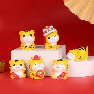 China Europe 2022 New Year Mini Tiger Decoration Spring Festival Gift Resin Chinatown Store Decoration Tiger Cute Chinese Cute Statue for sale