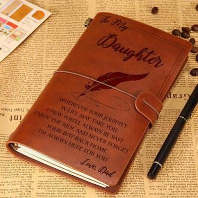 China Hot Selling Softcover Dad Daughter Enjoy The Ride Gift PU Vintage Leather Journal Agenda For Kids And Children for sale